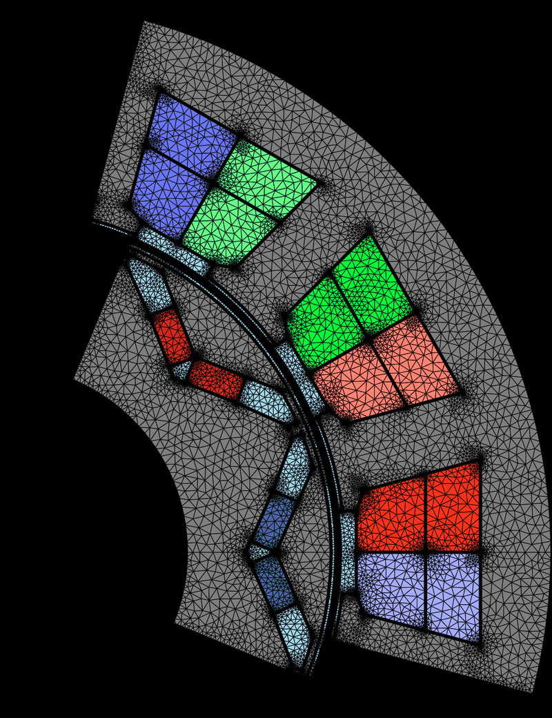 Finite-element mesh of an electric motor cross-section produced by Guillaume Verez's scientific software